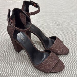 Michael Kors Shiny Brown Leela Heel Size 9